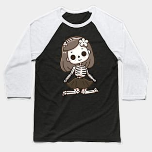 Cute Girl Skeleton in a Doll Pose | Cute and Spooky Halloween Gift Ideas Baseball T-Shirt